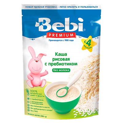 Каша рисовая с пребиотиком без молока 200 грамм Bebi Premium 87042 1